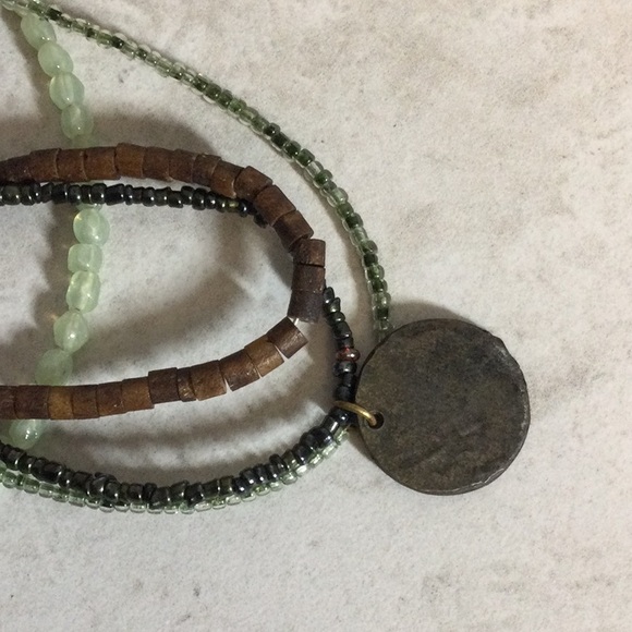 Aura four strand bead necklace with sun moon stars coin pendant - Picture 5 of 8